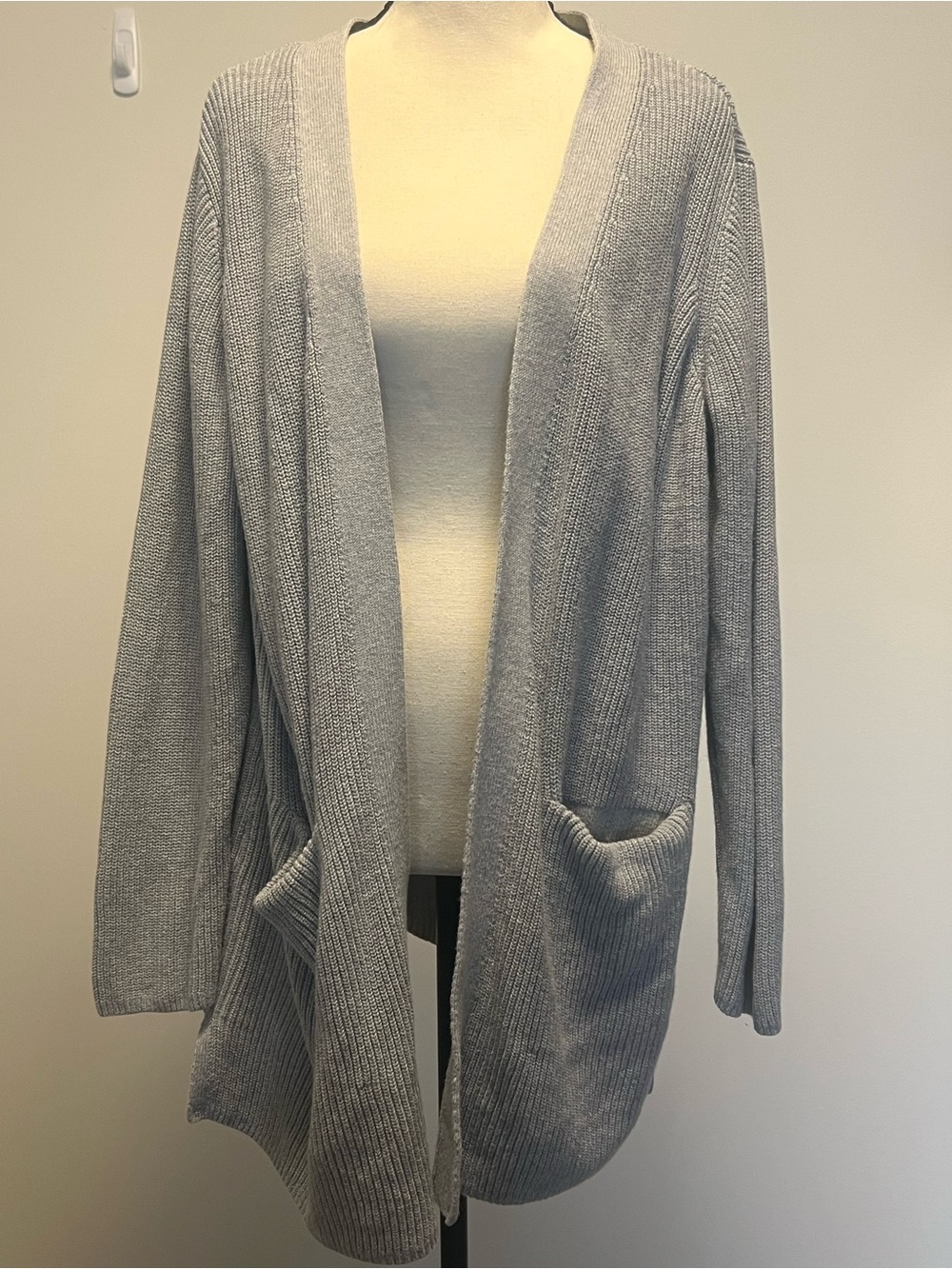 Old Navy Light Gray Open-Front Knit Cardigan